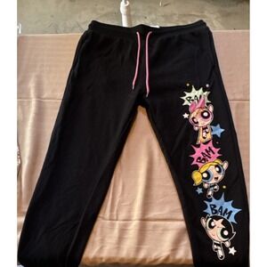 Cartoon Network Powerpuff Girls Black Fleece Jogger Pants Girls L Drawstring